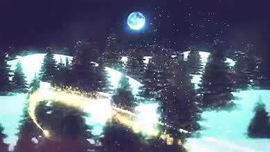 雪花粒子光线穿越峻岭皓月圣诞节片头视频动画视频的预览图